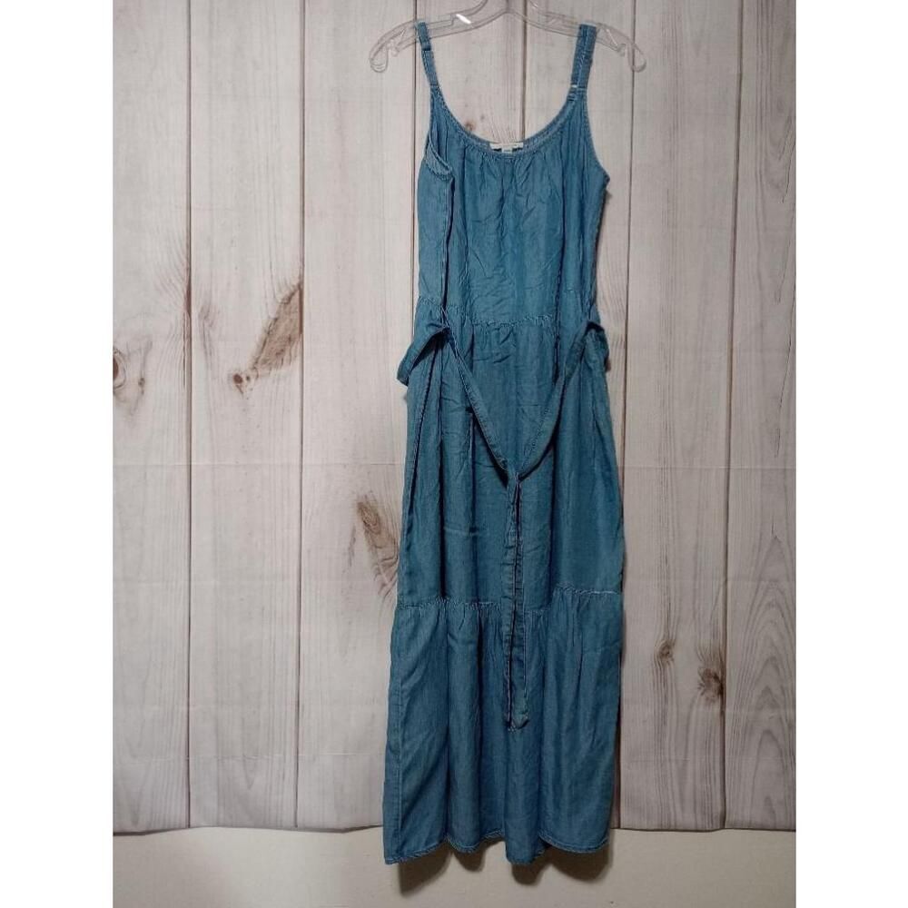 Beach Lunch Lounge Dress Ladies Large Blue Chambray Sleeveless